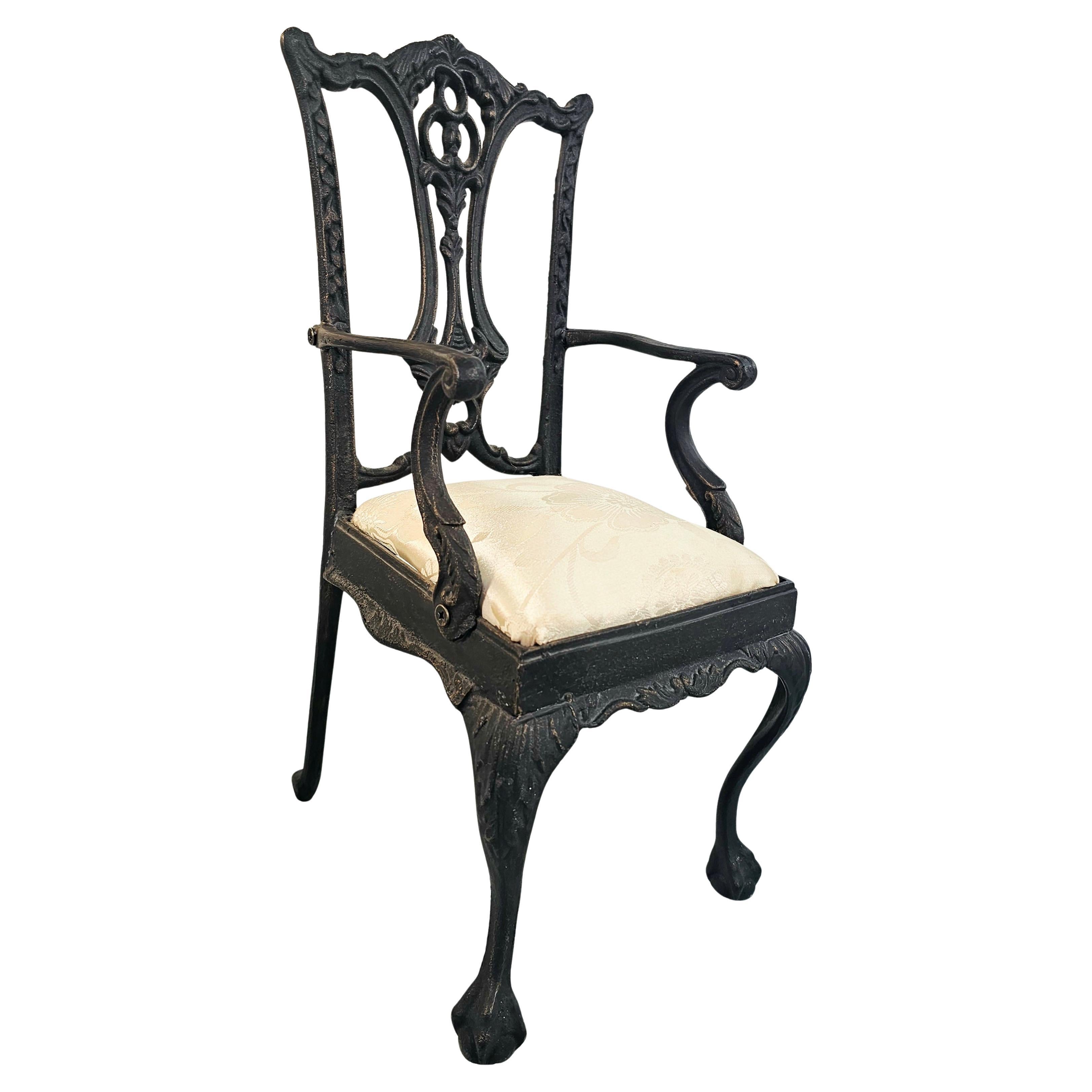 Small 17" Cast Iron Vintage Salesman Sample Chippendale Chair For Sale