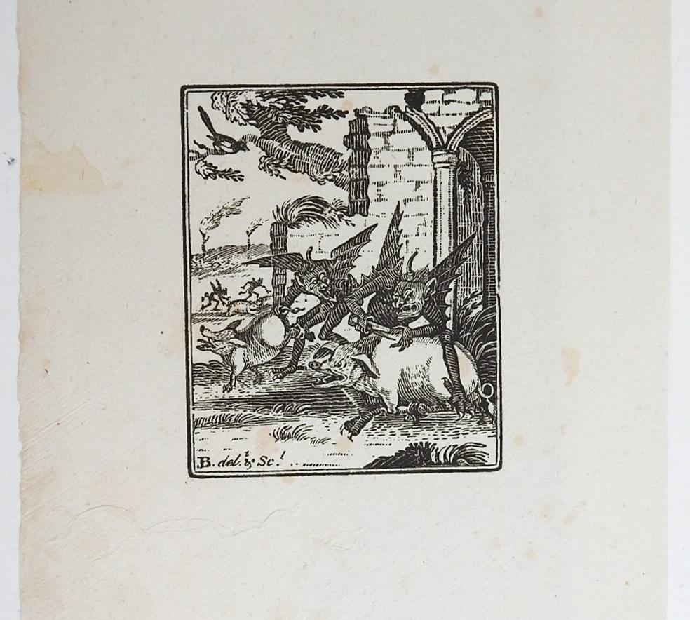 George III Small 1790 John Bewick Proverbs Exemplified Woodcut Print For Sale