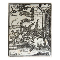 Small 1790 John Bewick Proverbs Exemplified Woodcut Print