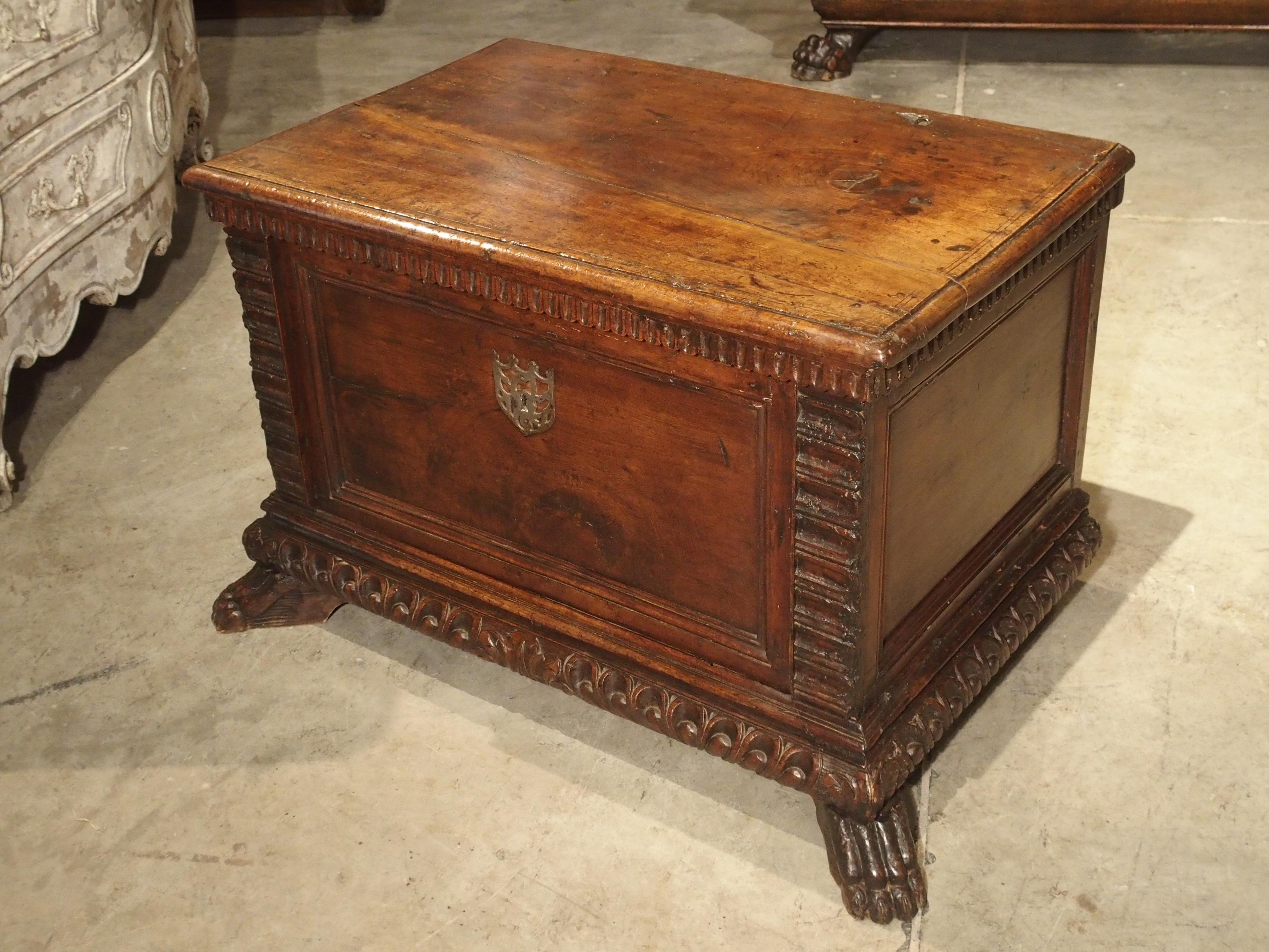 Small 17th Century and Later Walnut Wood Trunk from Northern Italy 5