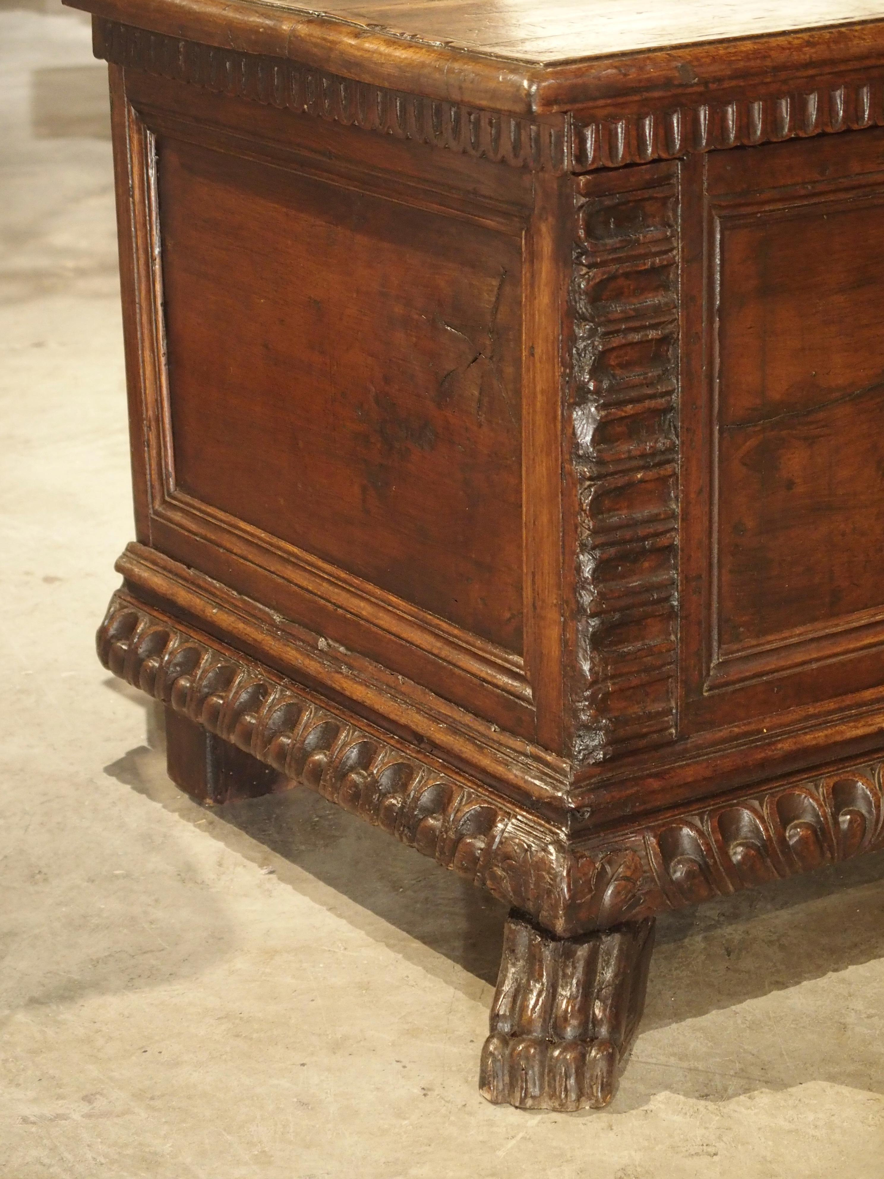 Small 17th Century and Later Walnut Wood Trunk from Northern Italy 6