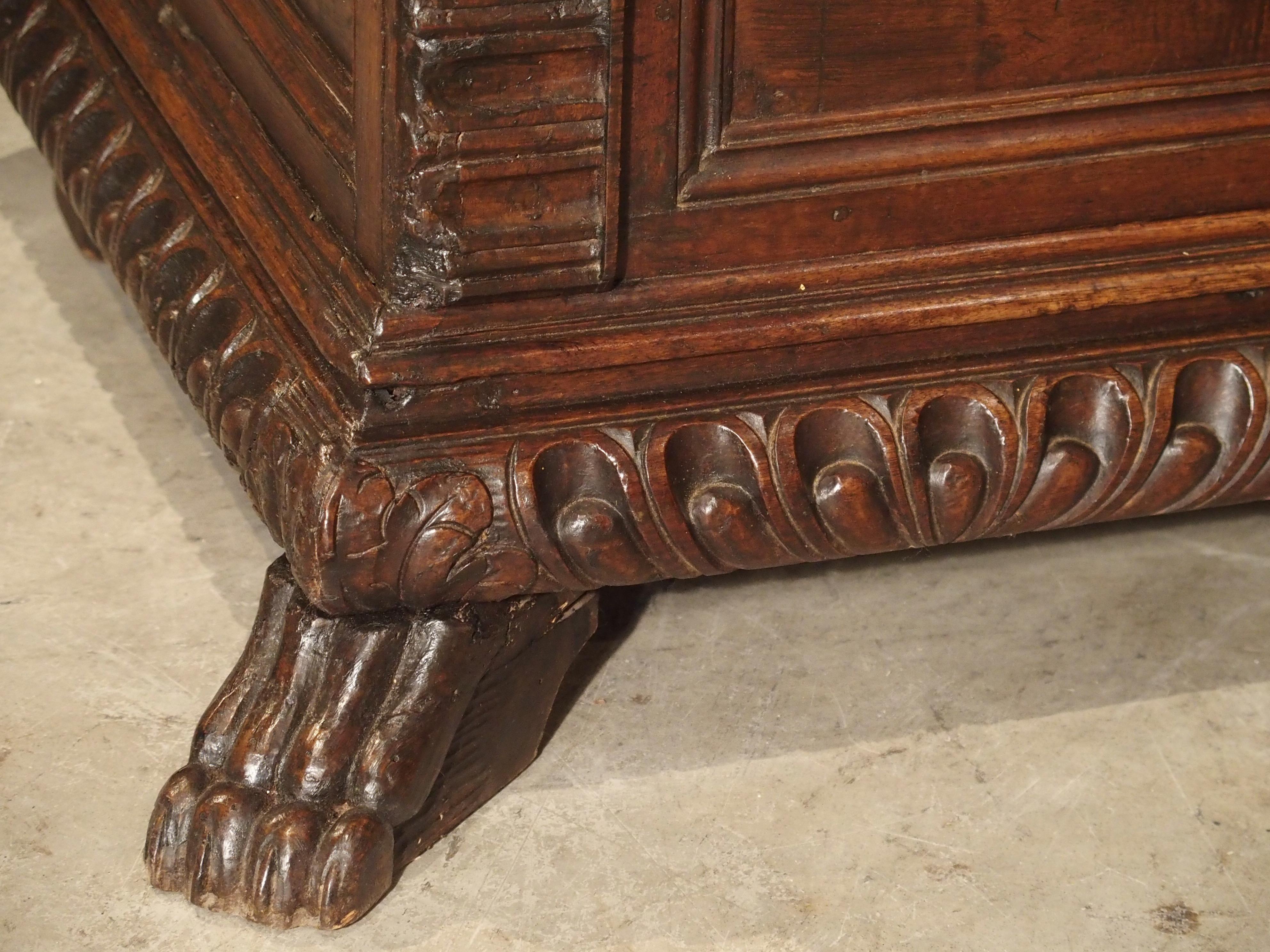 Renaissance Small 17th Century and Later Walnut Wood Trunk from Northern Italy