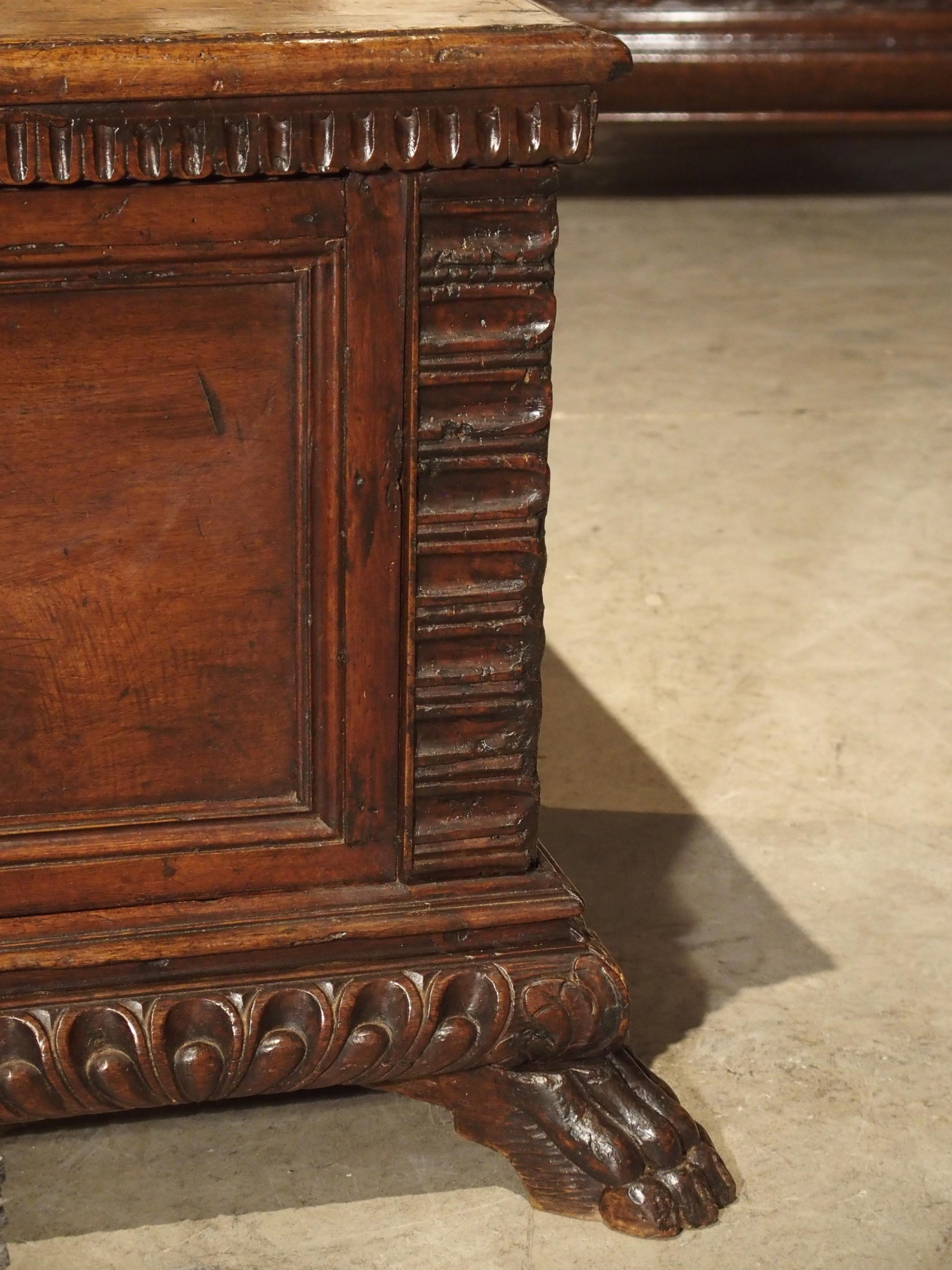 18th Century and Earlier Small 17th Century and Later Walnut Wood Trunk from Northern Italy