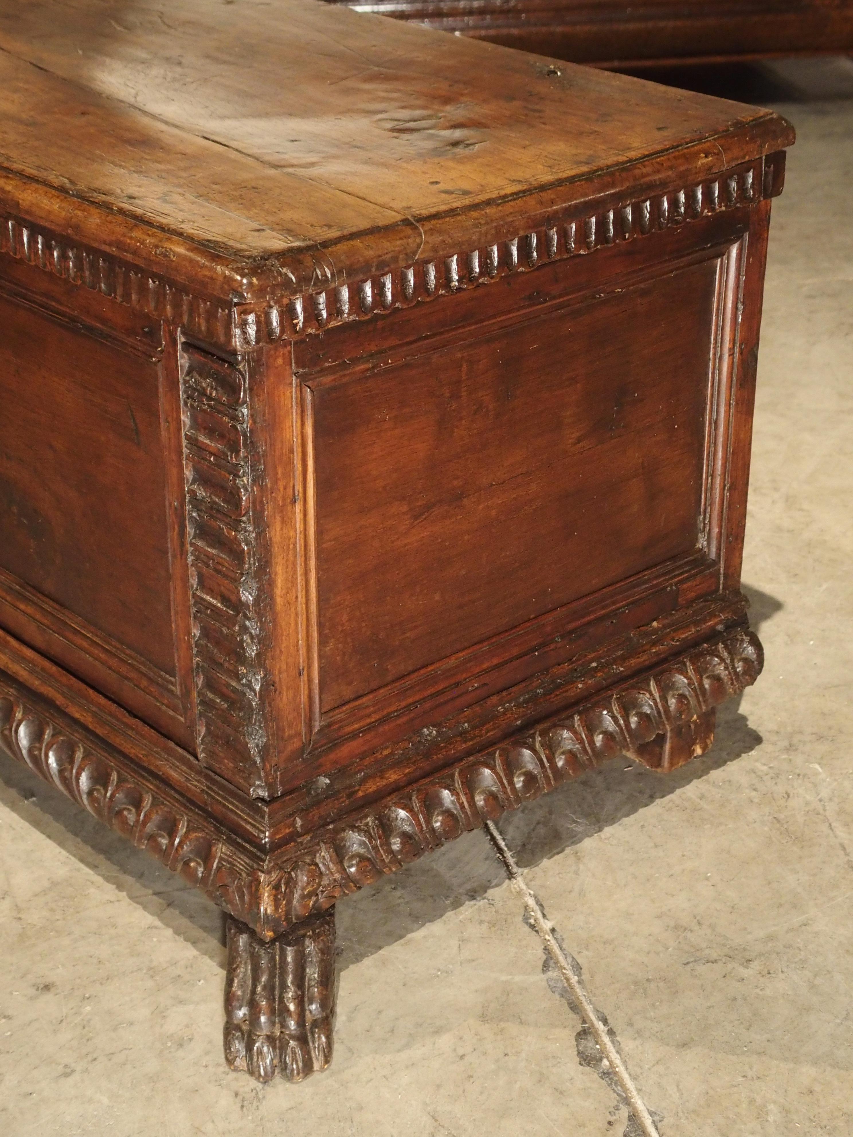 Small 17th Century and Later Walnut Wood Trunk from Northern Italy 1