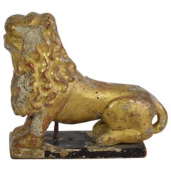 Small 17th Century Carved Giltwood Lion