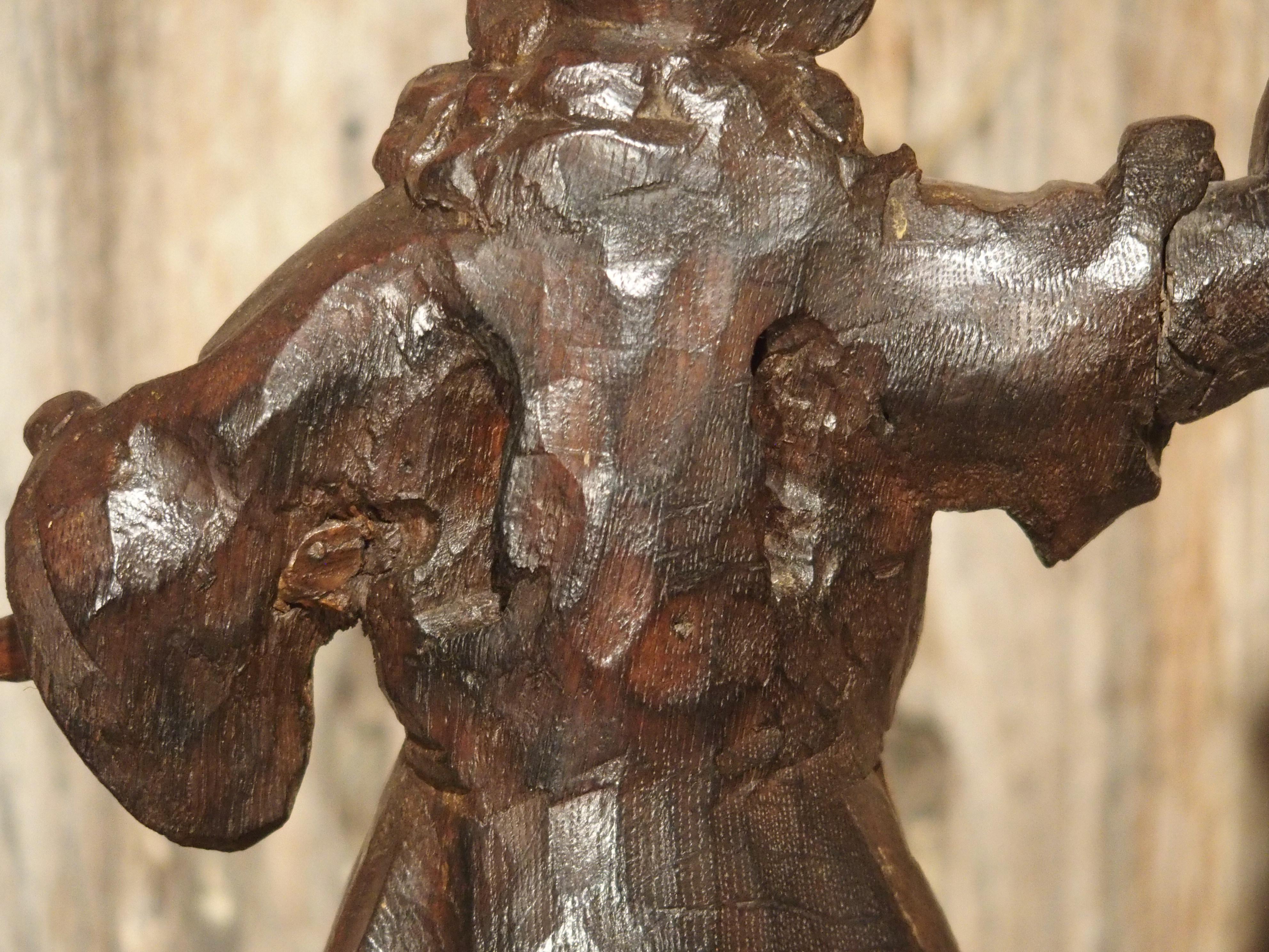 Small 17th Century Carved Oak Statue from France For Sale 4