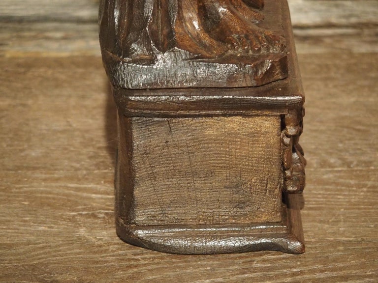 Small 17th Century Carved Oak Statue from France For Sale at 1stDibs