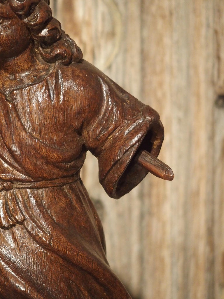 Small 17th Century Carved Oak Statue from France For Sale at 1stDibs