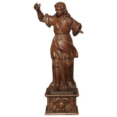 Small 17th Century Carved Oak Statue from France