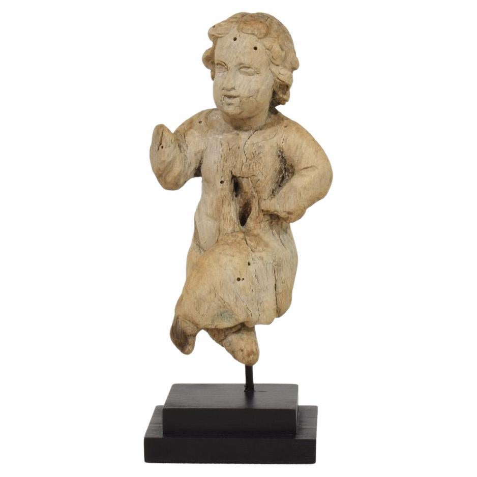 Small 17th Century French Carved Wooden Baroque  Baby Christ