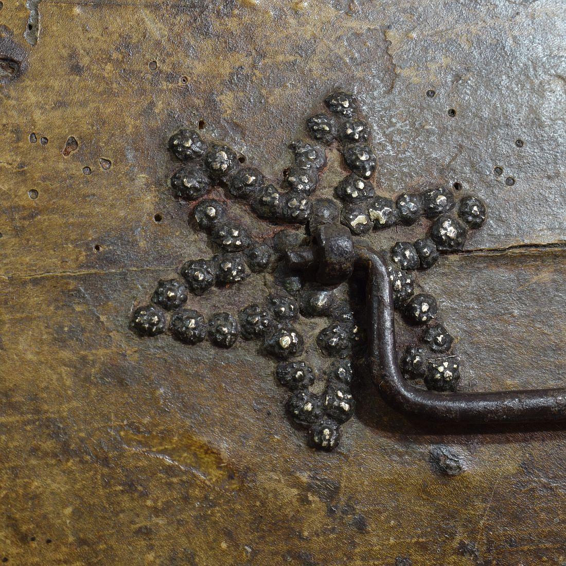 Small 17th Century, French Coffer or Box in Leather 7