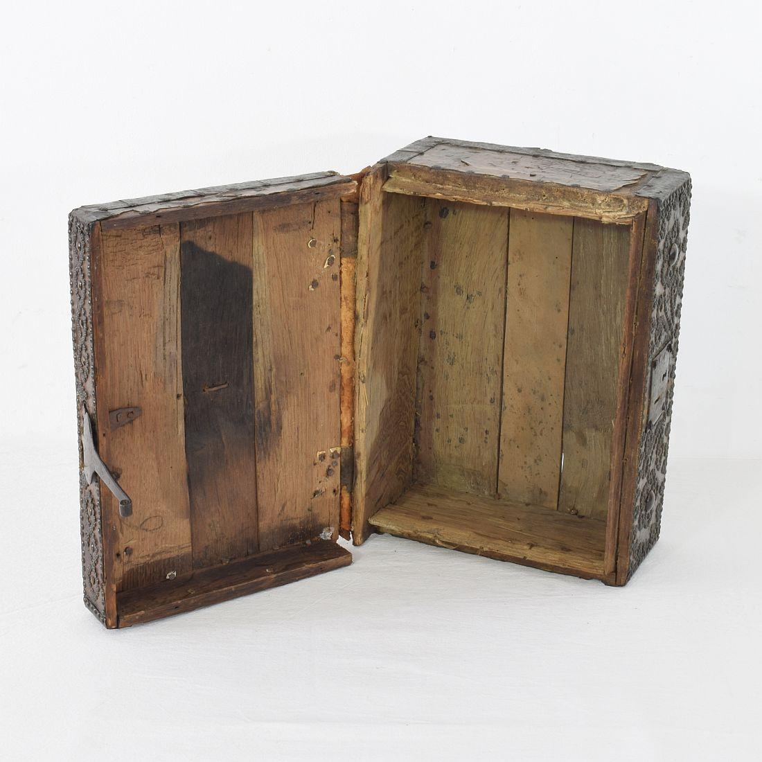 Small 17th Century, French Coffer or Box in Leather 7