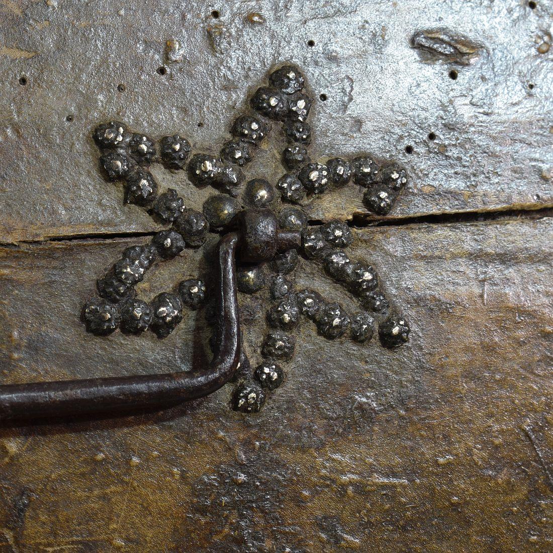 Small 17th Century, French Coffer or Box in Leather 8