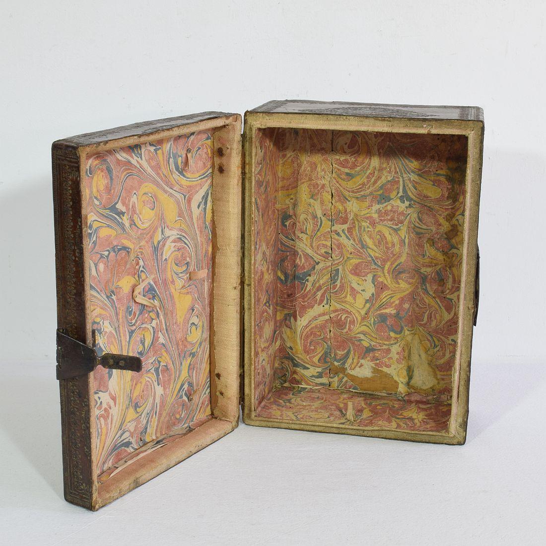 Small 17th Century, French Coffer or Box in Leather 8