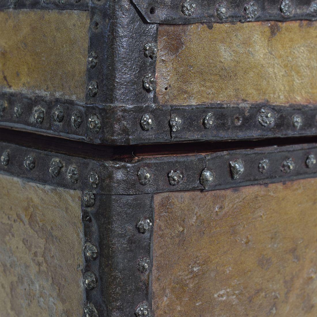 Small 17th Century, French Coffer or Box in Leather 10
