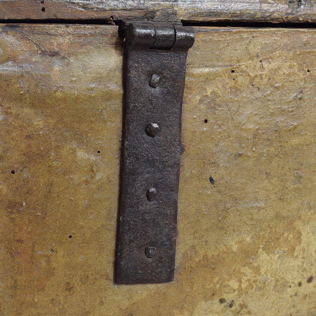 Small 17th Century, French Coffer or Box in Leather 13