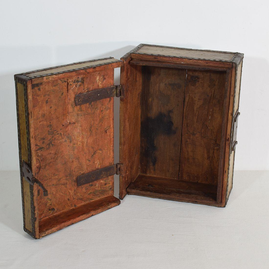 Small 17th Century, French Coffer or Box in Leather 4