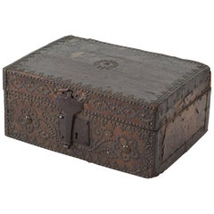 Small 17th Century, French Coffer or Box in Leather