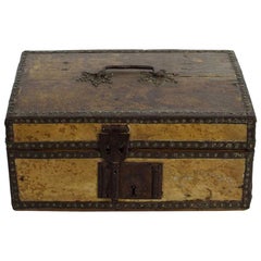 Small 17th Century, French Coffer or Box in Leather