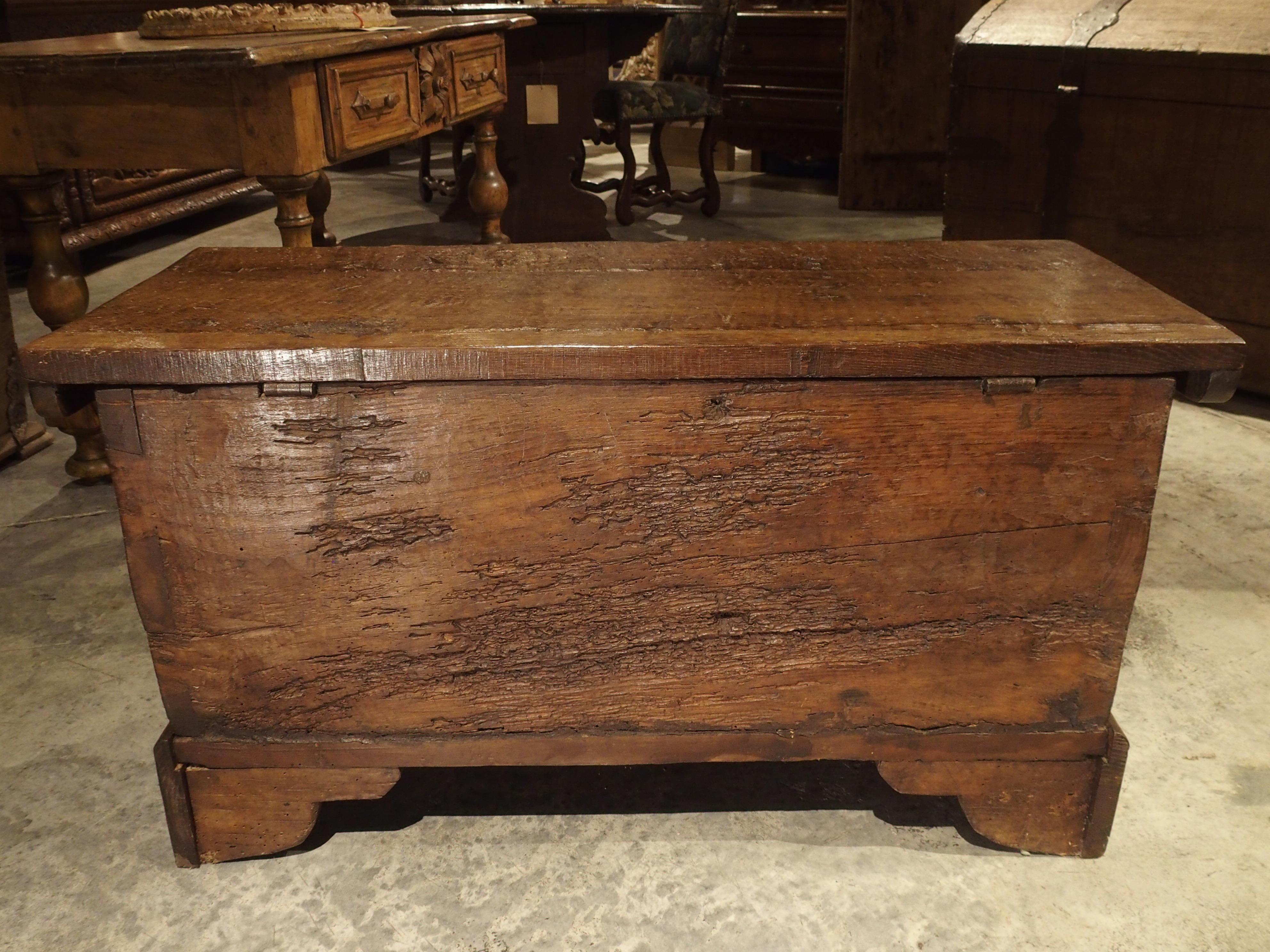 Small 17th Century French Gothic Trunk in Carved Oak 5