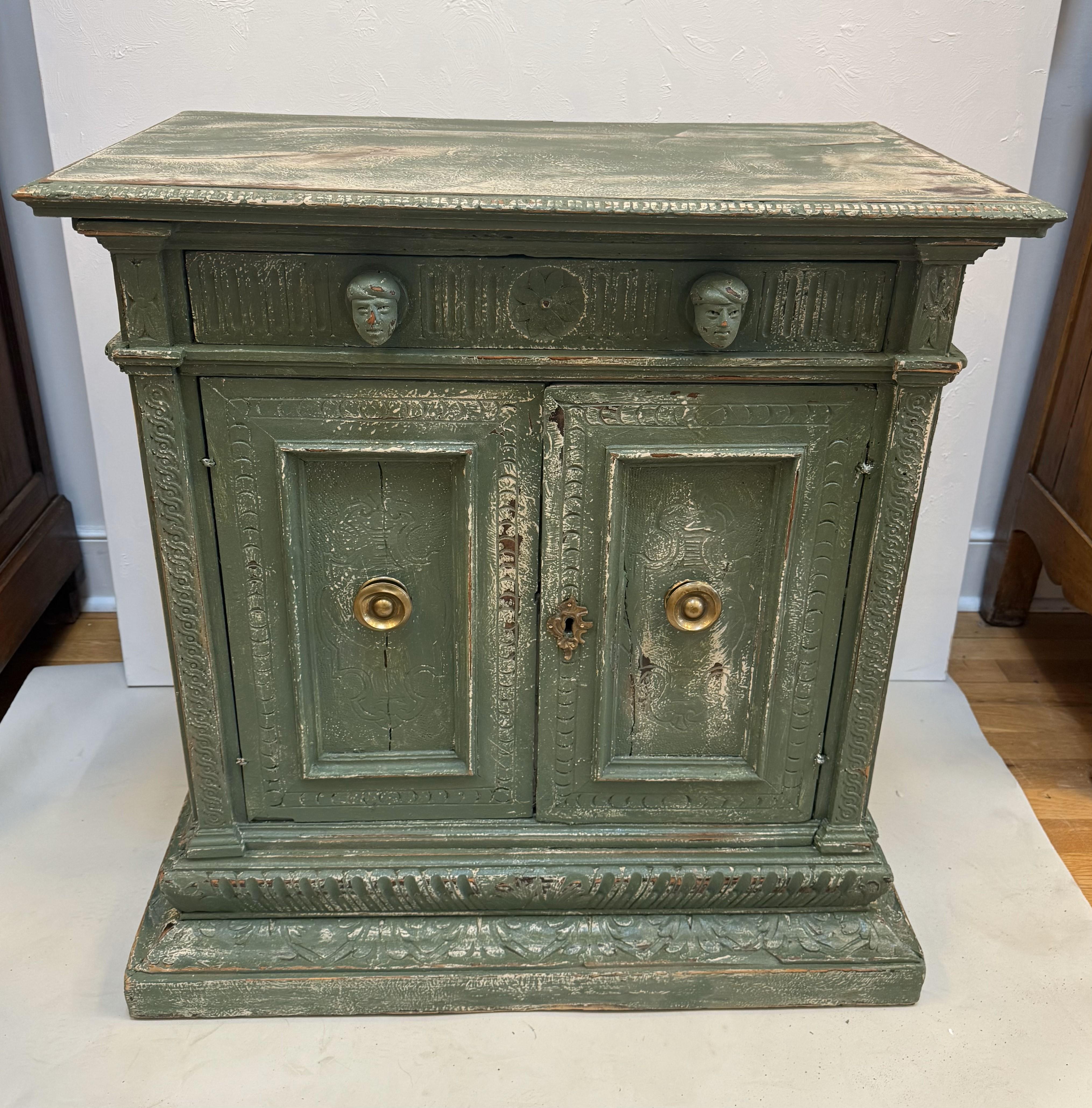 Carved Small 17th Century Italian Renaissance Credenza For Sale