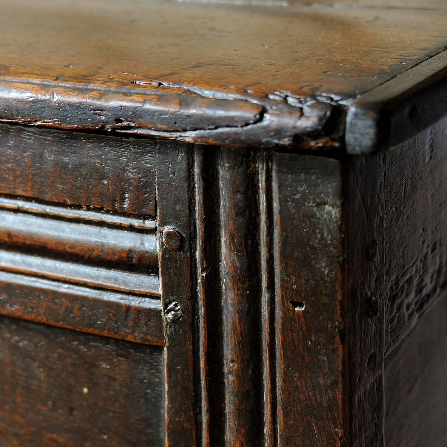 Iron Small 17th Century Oak Coffer, circa 1680 For Sale