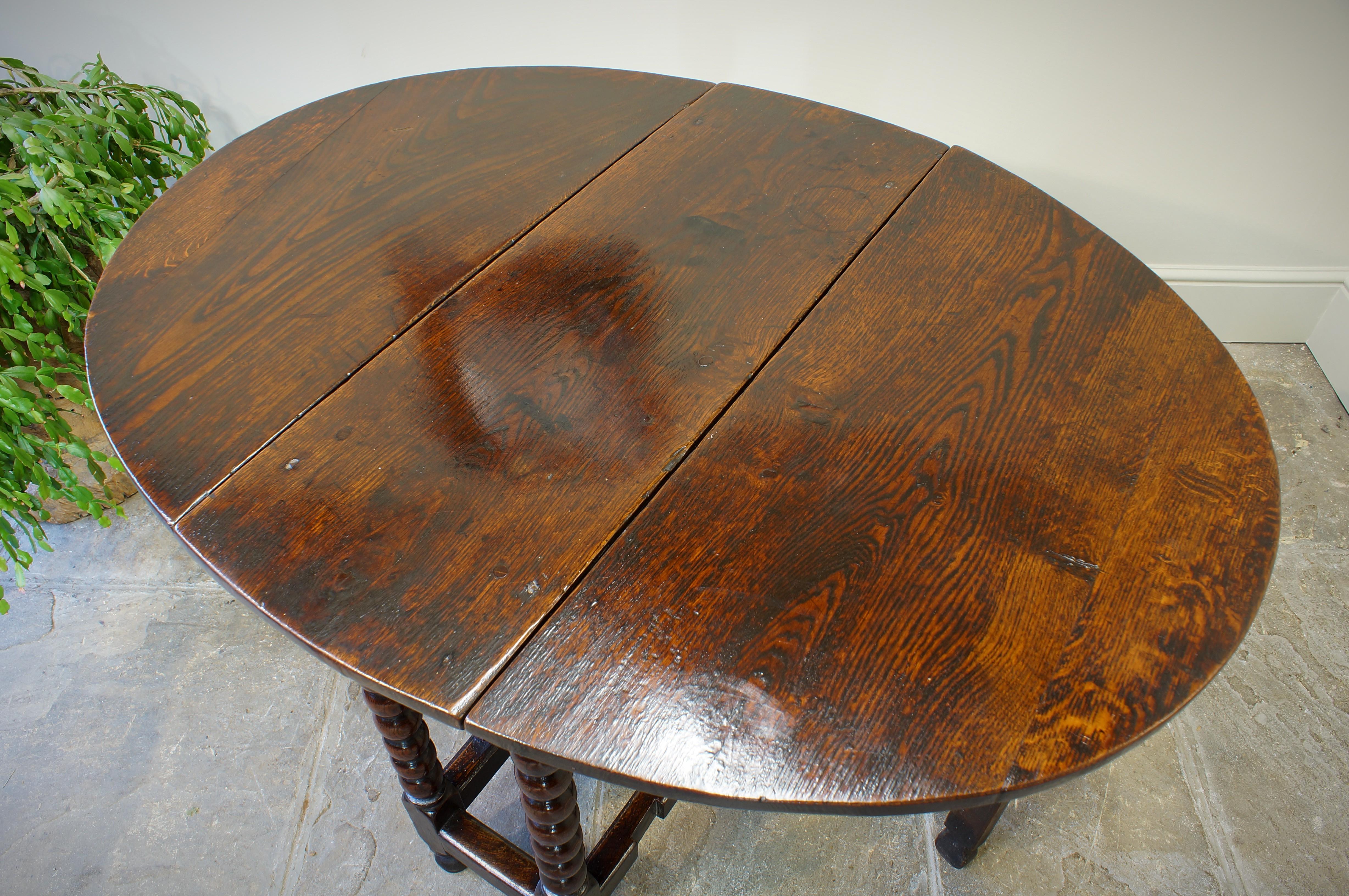 Hand-Crafted Small 17th Century Oak Gateleg Table. For Sale