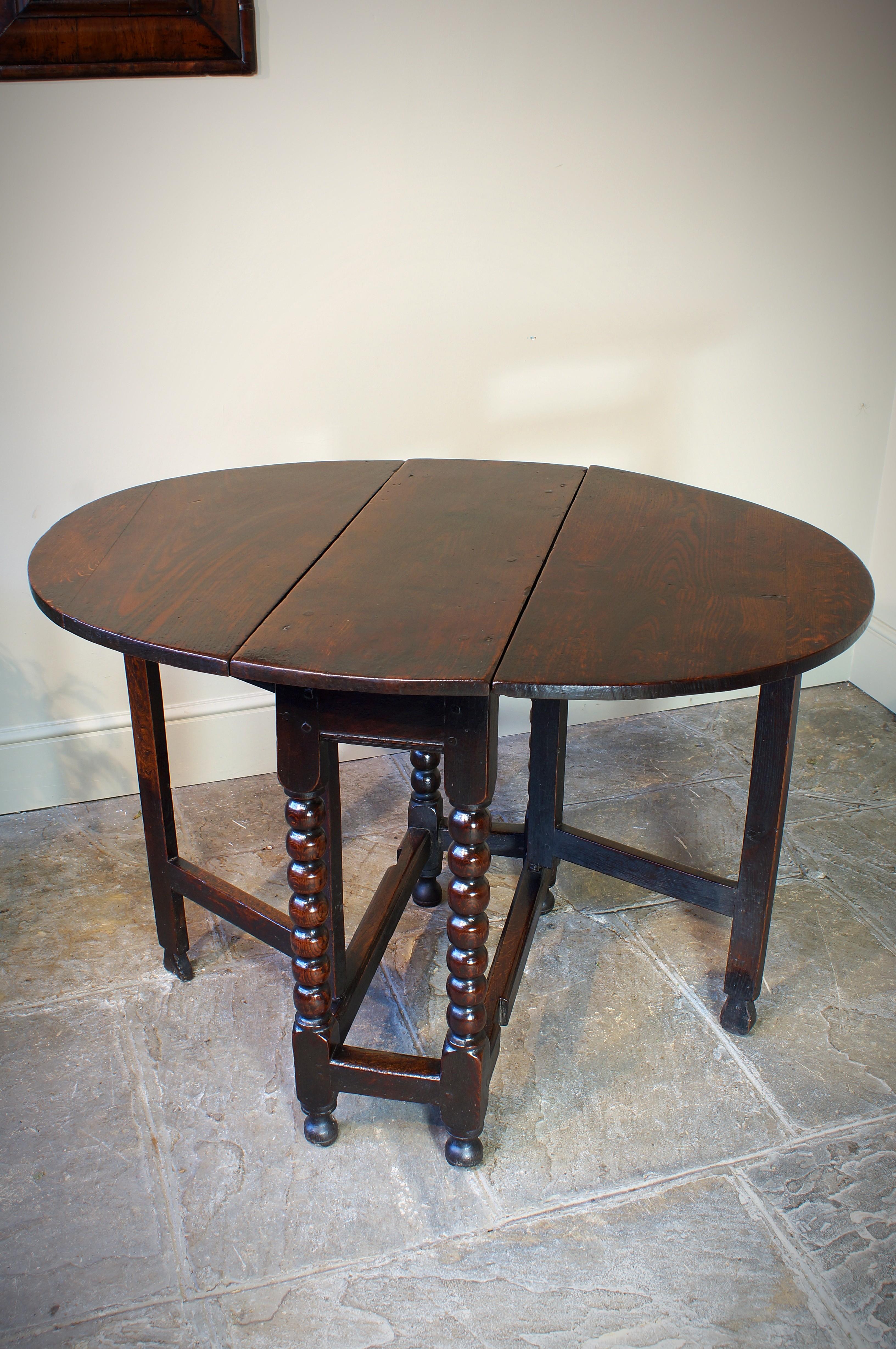Hand-Crafted Small 17th Century Oak Gateleg Table. For Sale