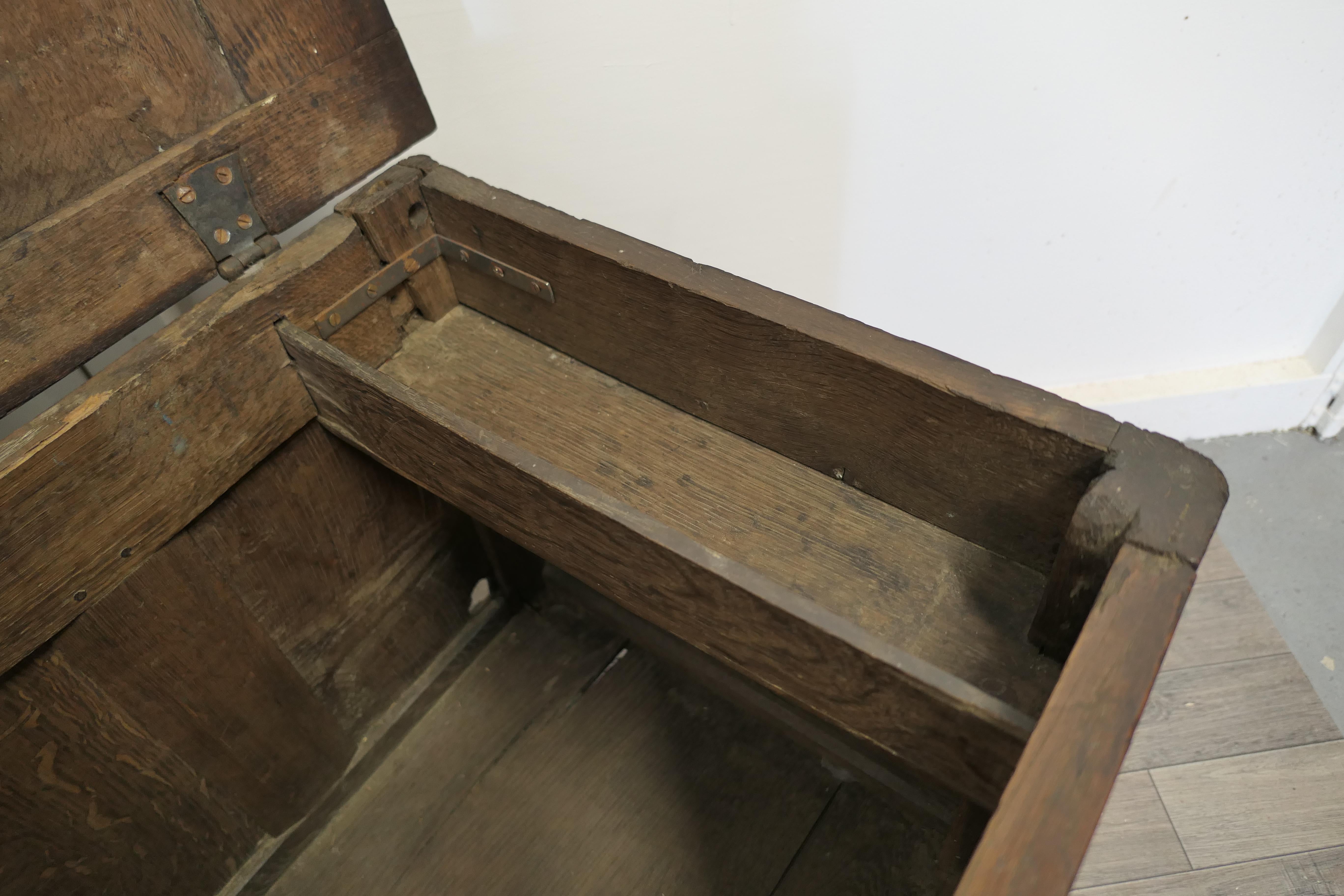 Small 17th century Panelled Cottage Size Oak Coffer     5