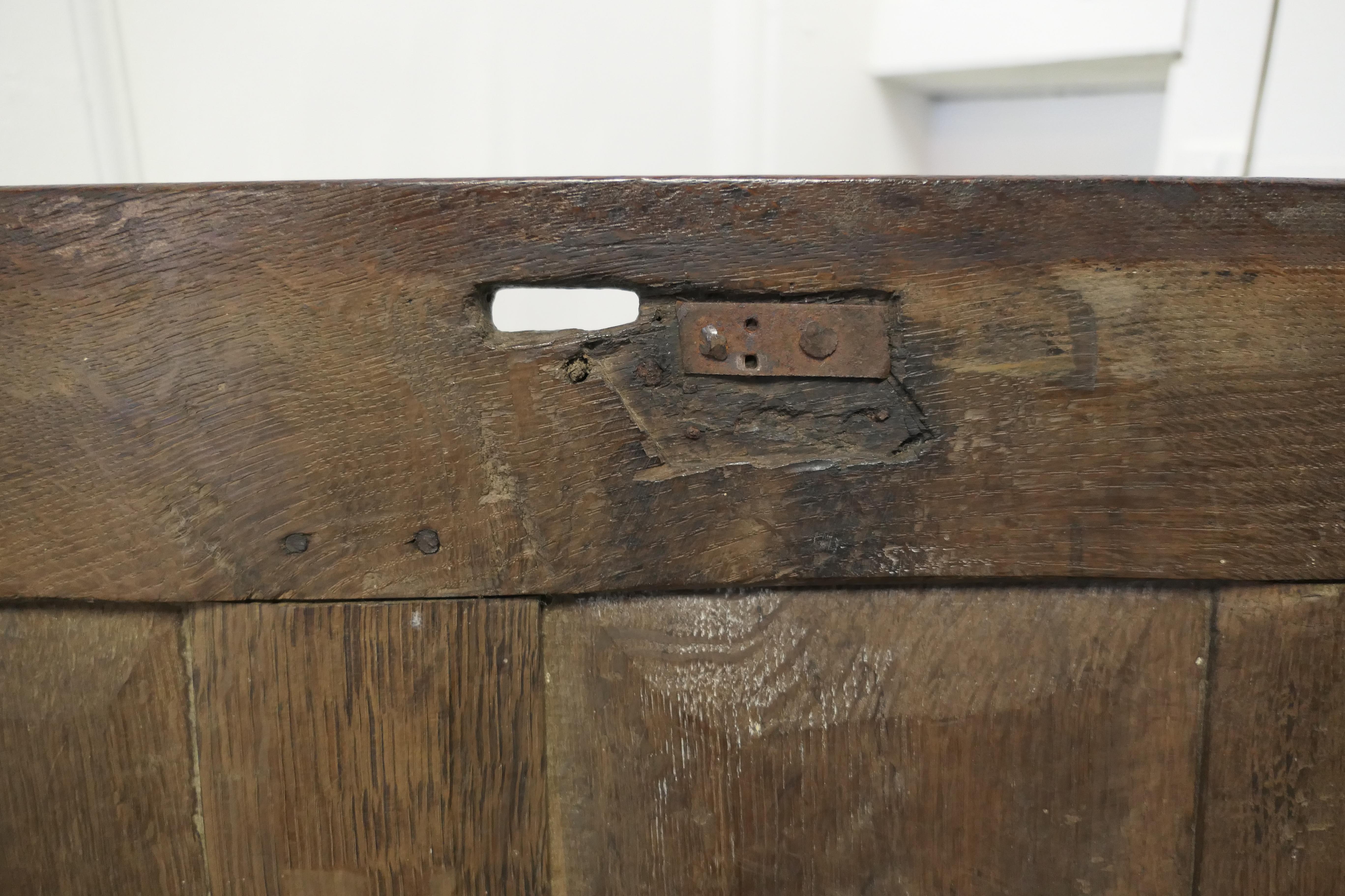 Small 17th century Panelled Cottage Size Oak Coffer     6