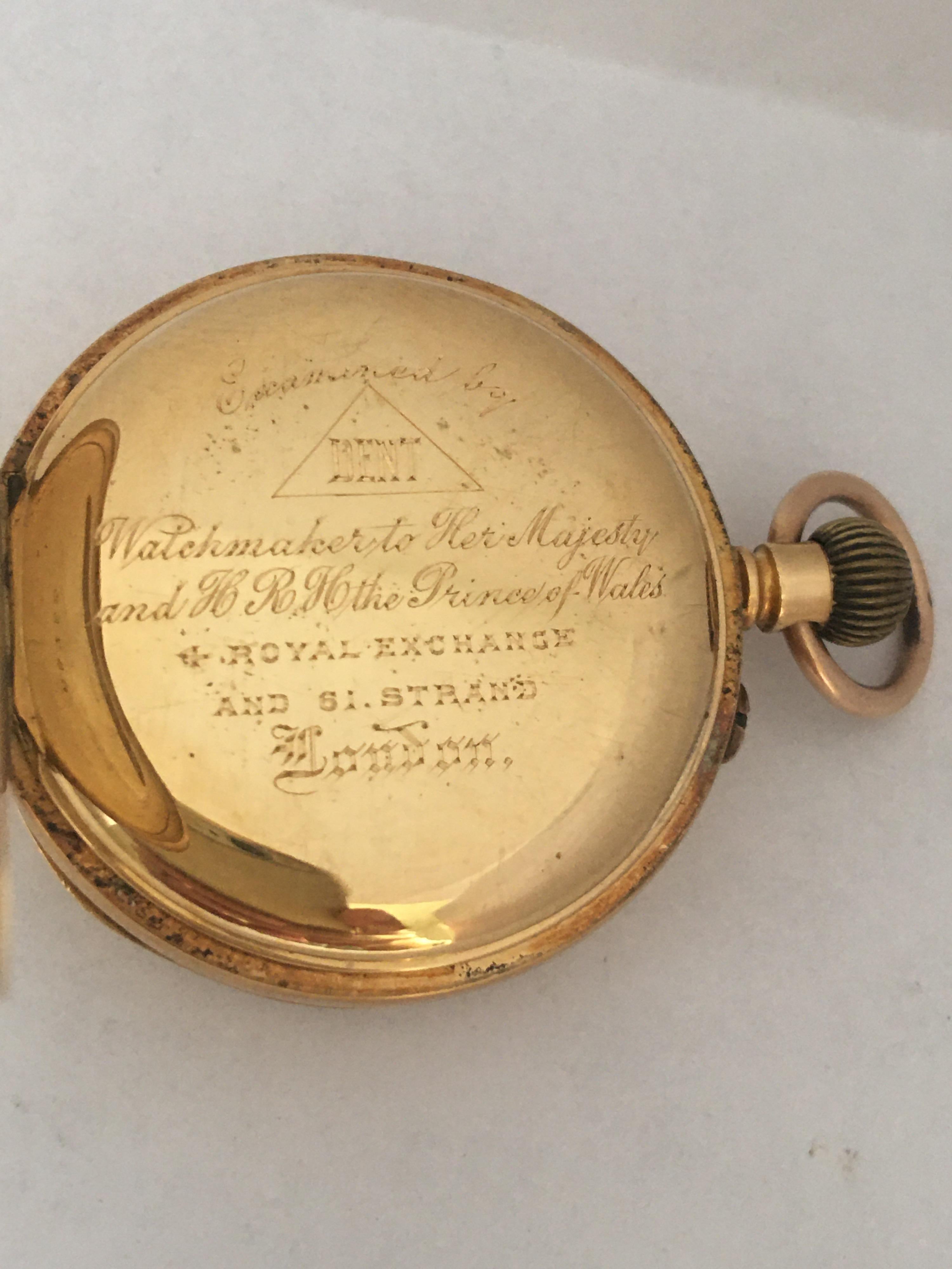 Small 18 Karat Gold Antique Hand Winding 'Keyless' Pocket Watch For Sale 8