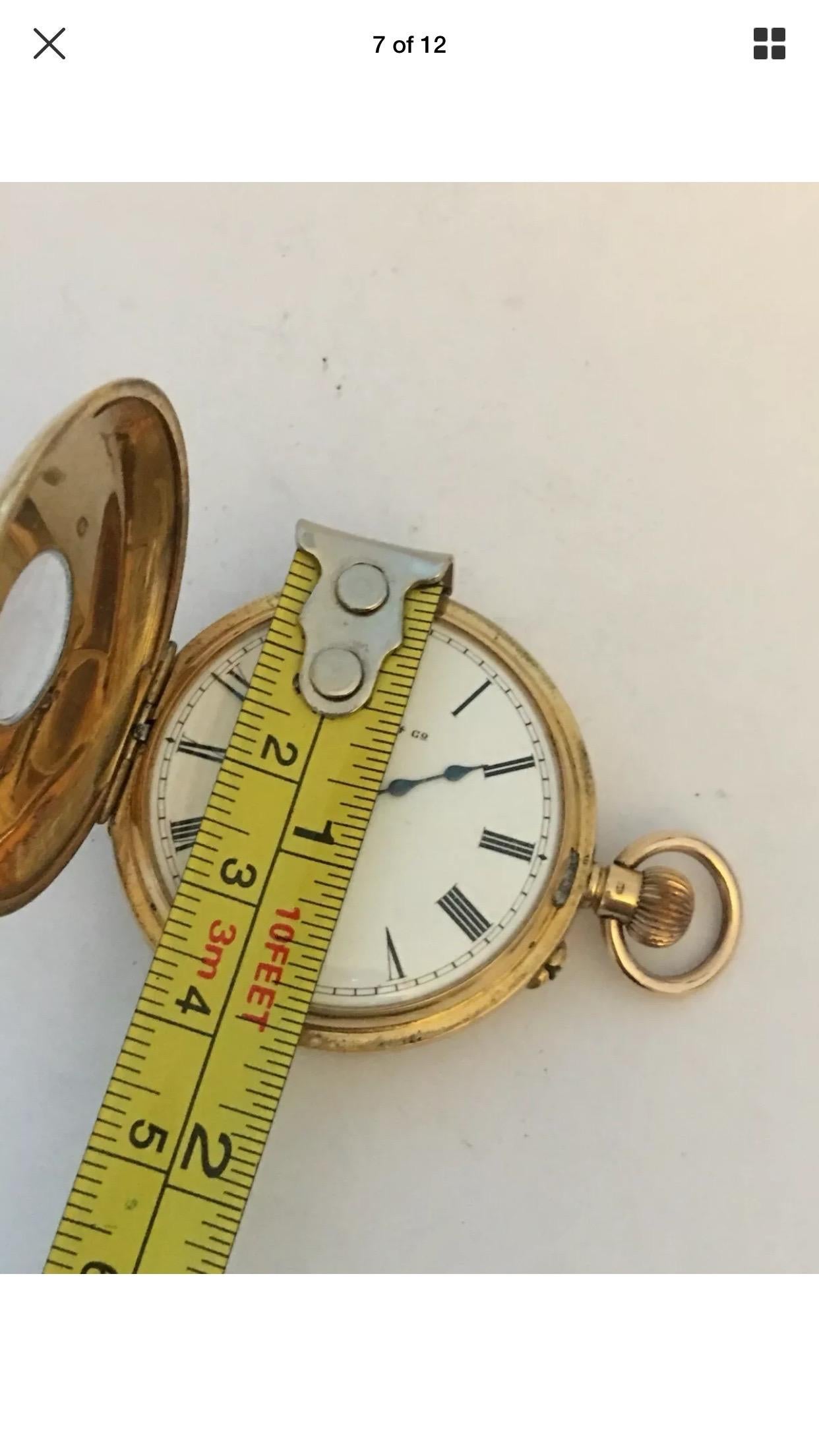 Small 18 Karat Gold Half Hunter Hand-Winding Pocket Watch Signed Harris & Co. For Sale 9