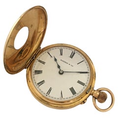 Antique Small 18 Karat Gold Half Hunter Hand-Winding Pocket Watch Signed Harris & Co.