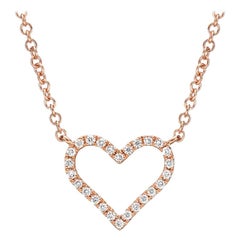 Small 18 Karat Pink Gold and Diamond Heart Pendant