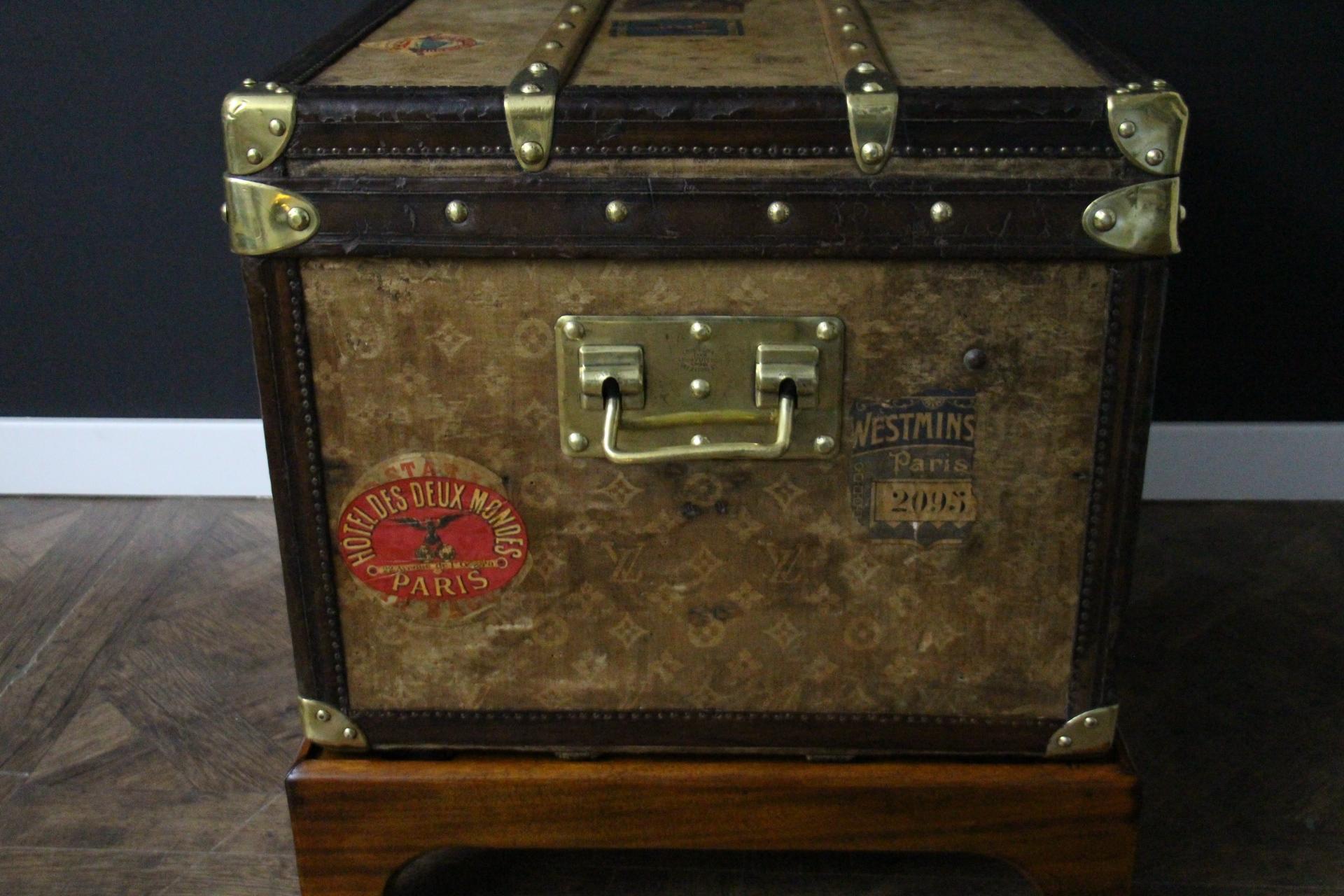 Small 1890's Louis Vuitton Monogram Steamer Trunk, Vuitton Trunk in Woven Canvas 4