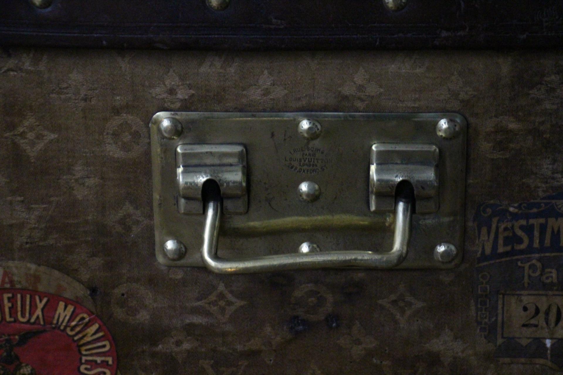 Small 1890's Louis Vuitton Monogram Steamer Trunk, Vuitton Trunk in Woven Canvas 5
