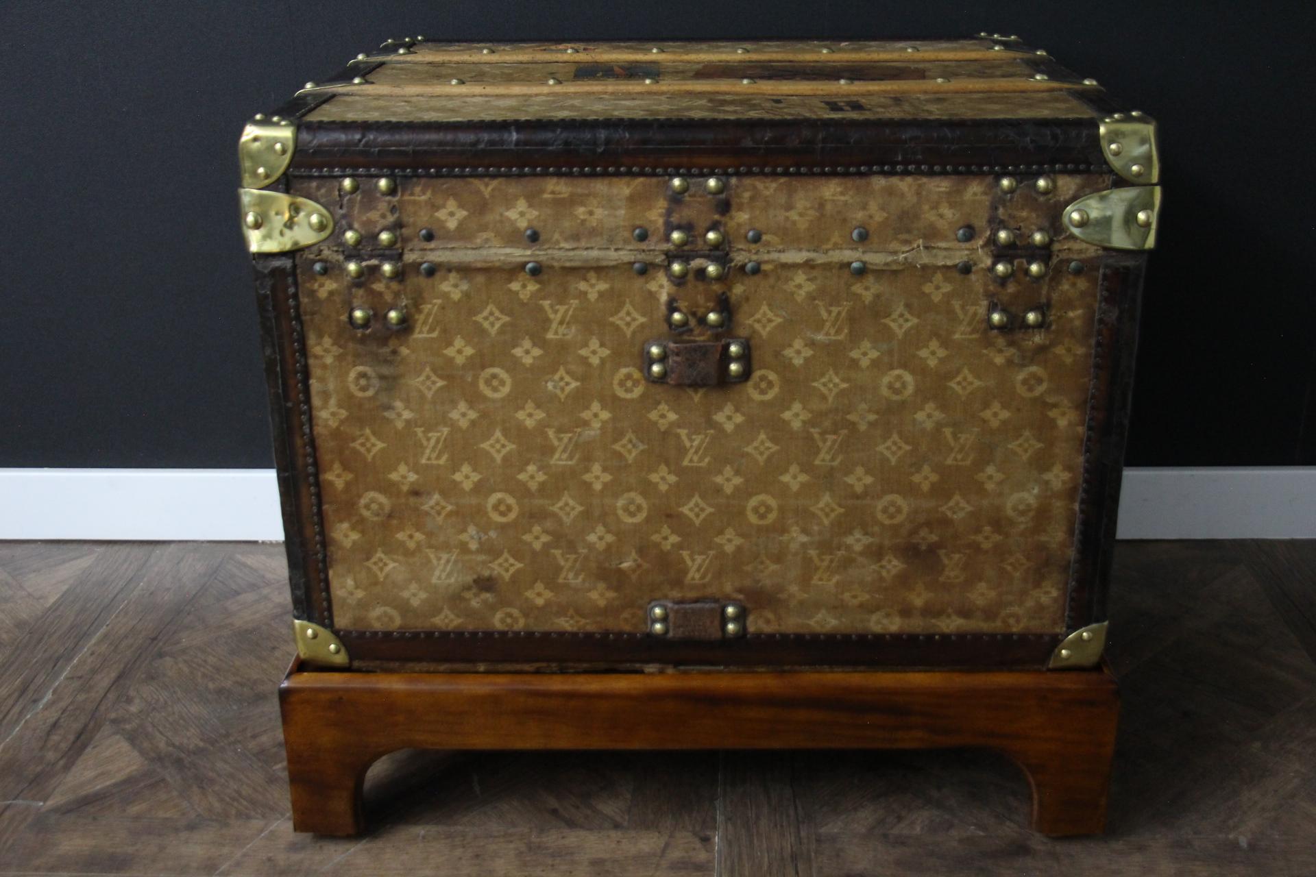 Small 1890's Louis Vuitton Monogram Steamer Trunk, Vuitton Trunk in Woven Canvas 6