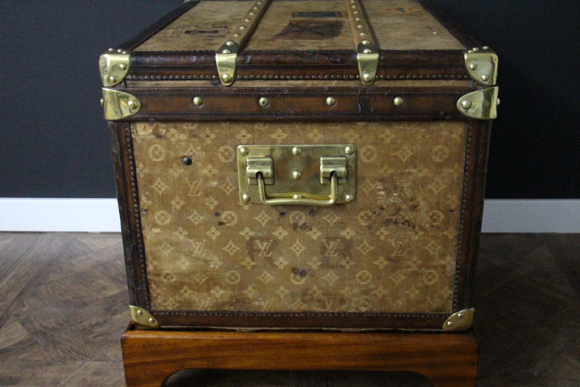 Small 1890's Louis Vuitton Monogram Steamer Trunk, Vuitton Trunk in Woven Canvas 7