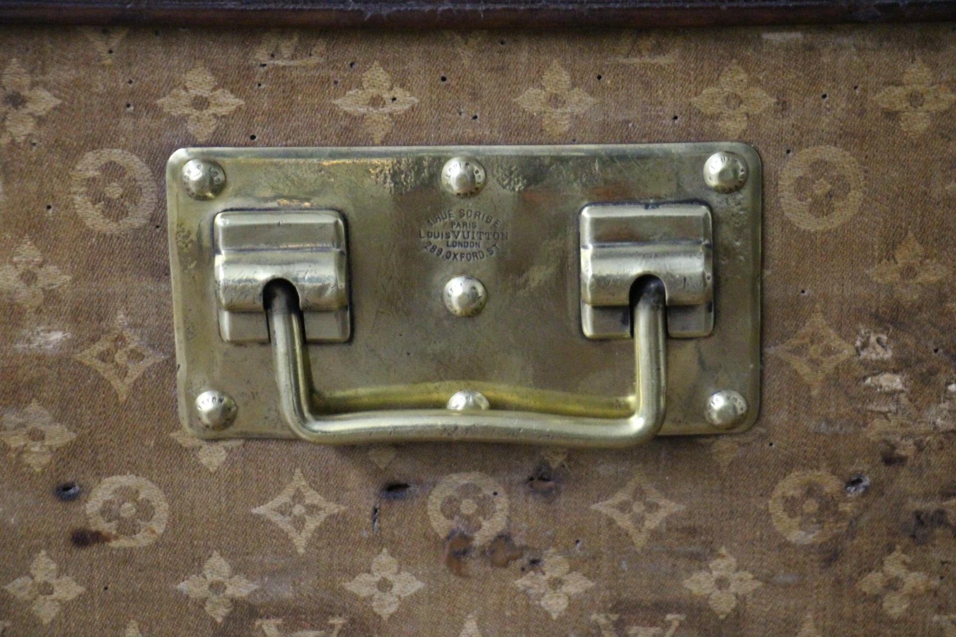 Small 1890's Louis Vuitton Monogram Steamer Trunk, Vuitton Trunk in Woven Canvas 8