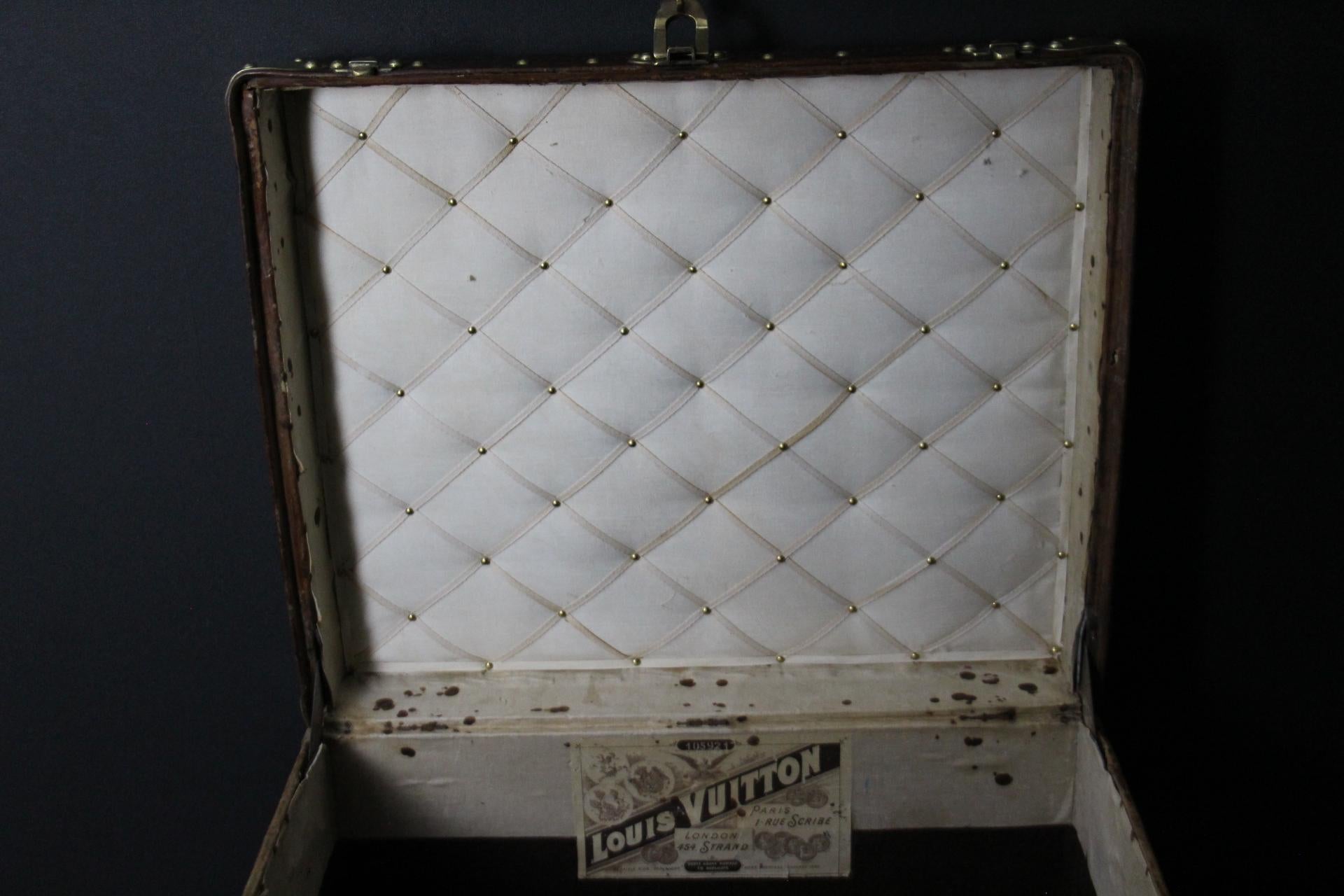 Small 1890's Louis Vuitton Monogram Steamer Trunk, Vuitton Trunk in Woven Canvas 10