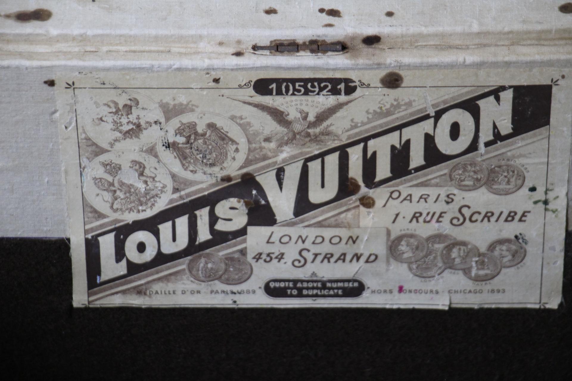 Small 1890's Louis Vuitton Monogram Steamer Trunk, Vuitton Trunk in Woven Canvas 11