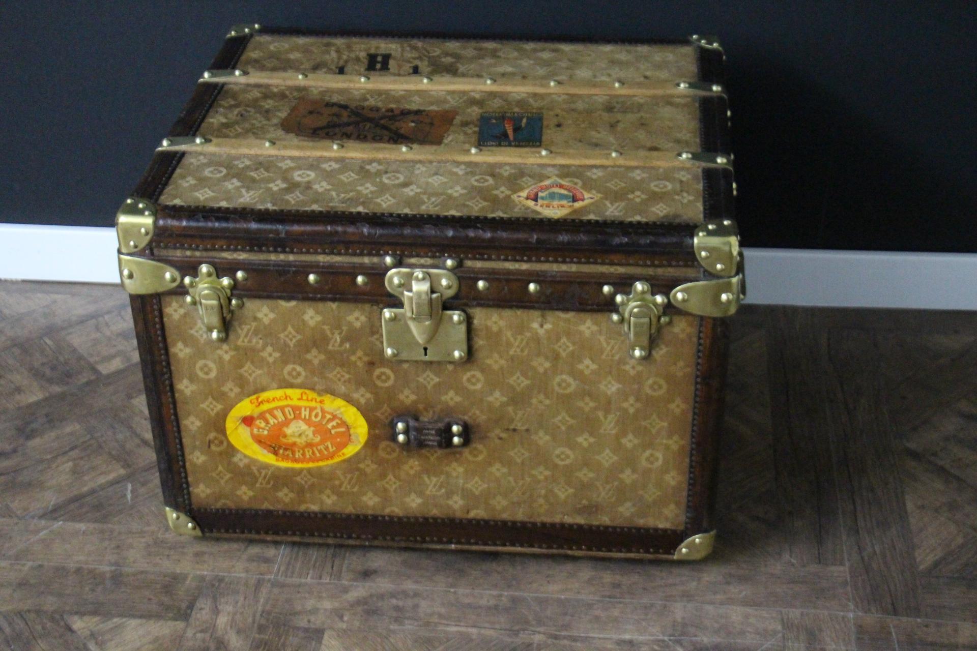Small 1890's Louis Vuitton Monogram Steamer Trunk, Vuitton Trunk in Woven Canvas 13