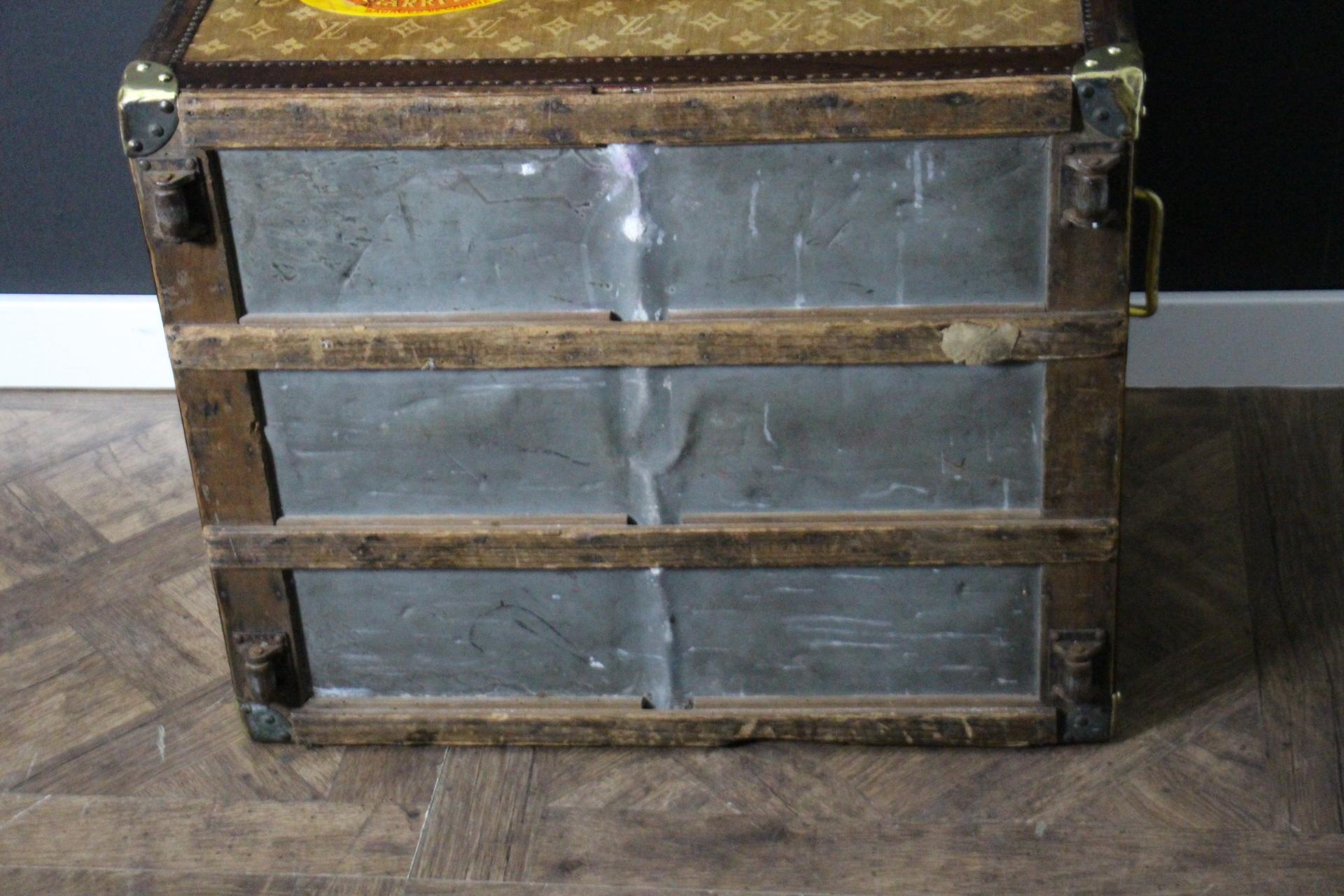 Small 1890's Louis Vuitton Monogram Steamer Trunk, Vuitton Trunk in Woven Canvas 14