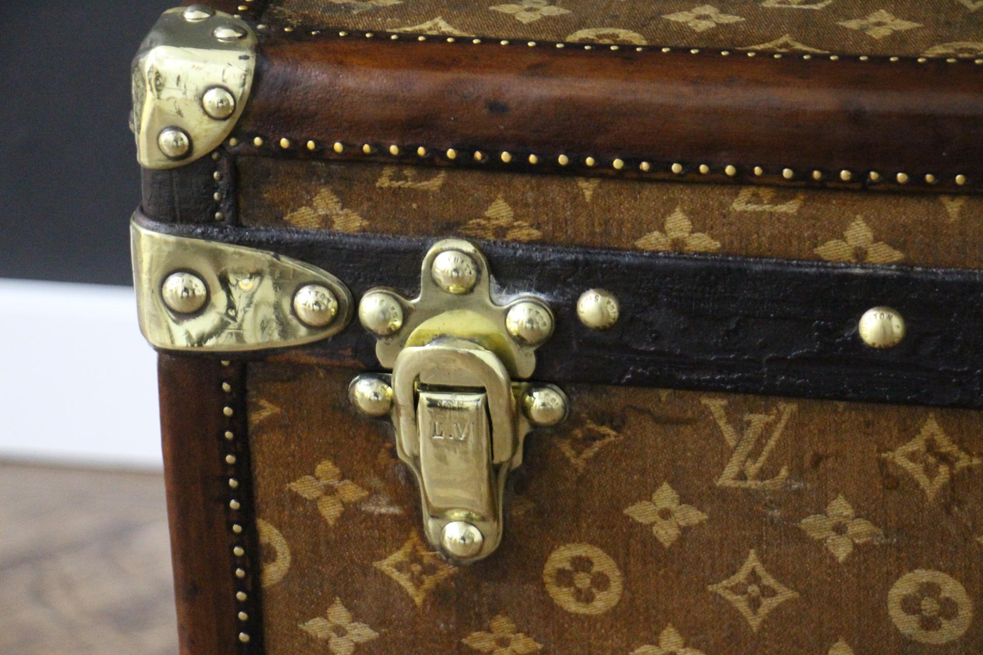 French Small 1890's Louis Vuitton Monogram Steamer Trunk, Vuitton Trunk in Woven Canvas