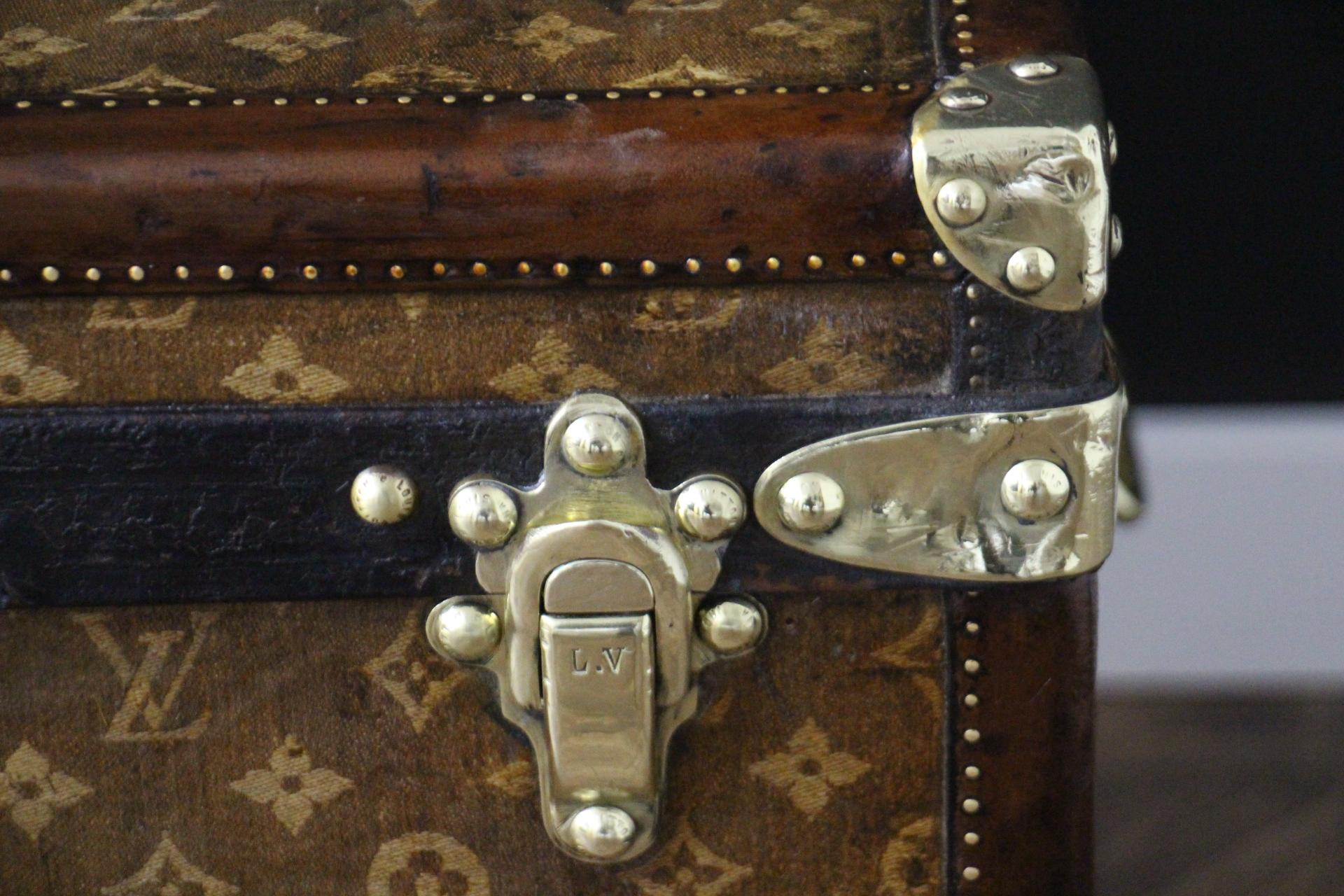 French Small 1890's Louis Vuitton Monogram Steamer Trunk, Vuitton Trunk in Woven Canvas