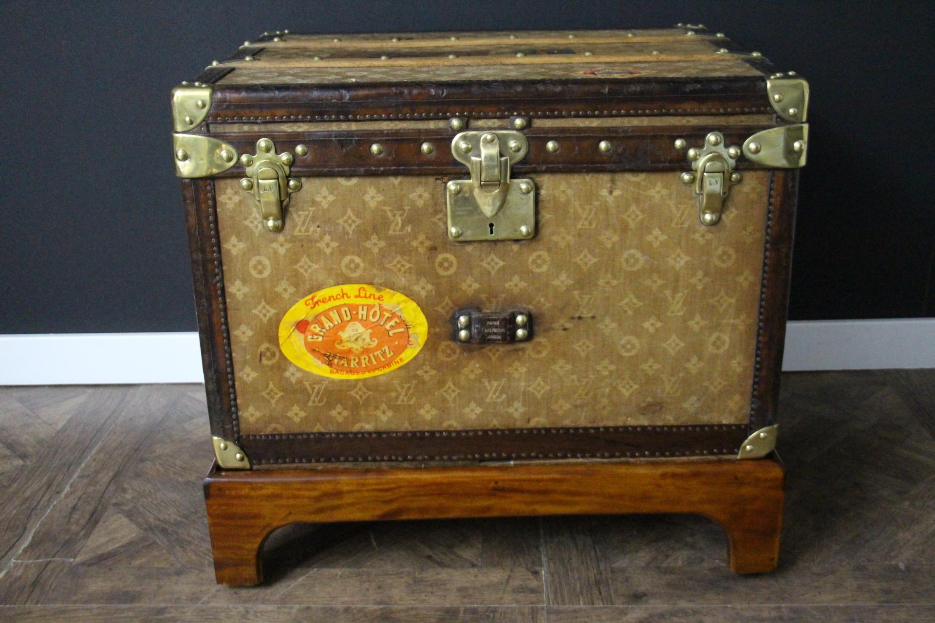 19th Century Small 1890's Louis Vuitton Monogram Steamer Trunk, Vuitton Trunk in Woven Canvas
