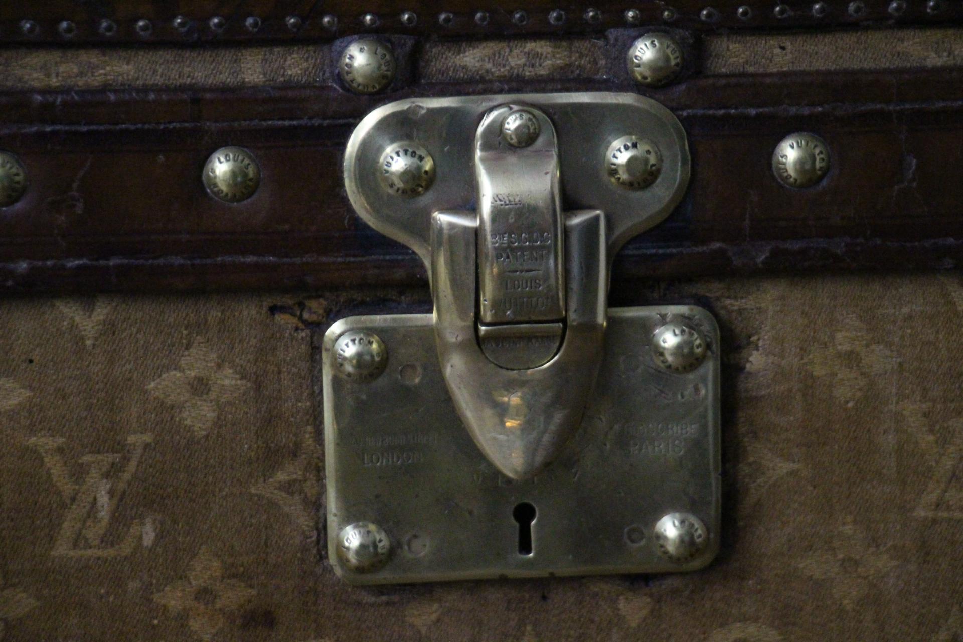 Small 1890's Louis Vuitton Monogram Steamer Trunk, Vuitton Trunk in Woven Canvas 1