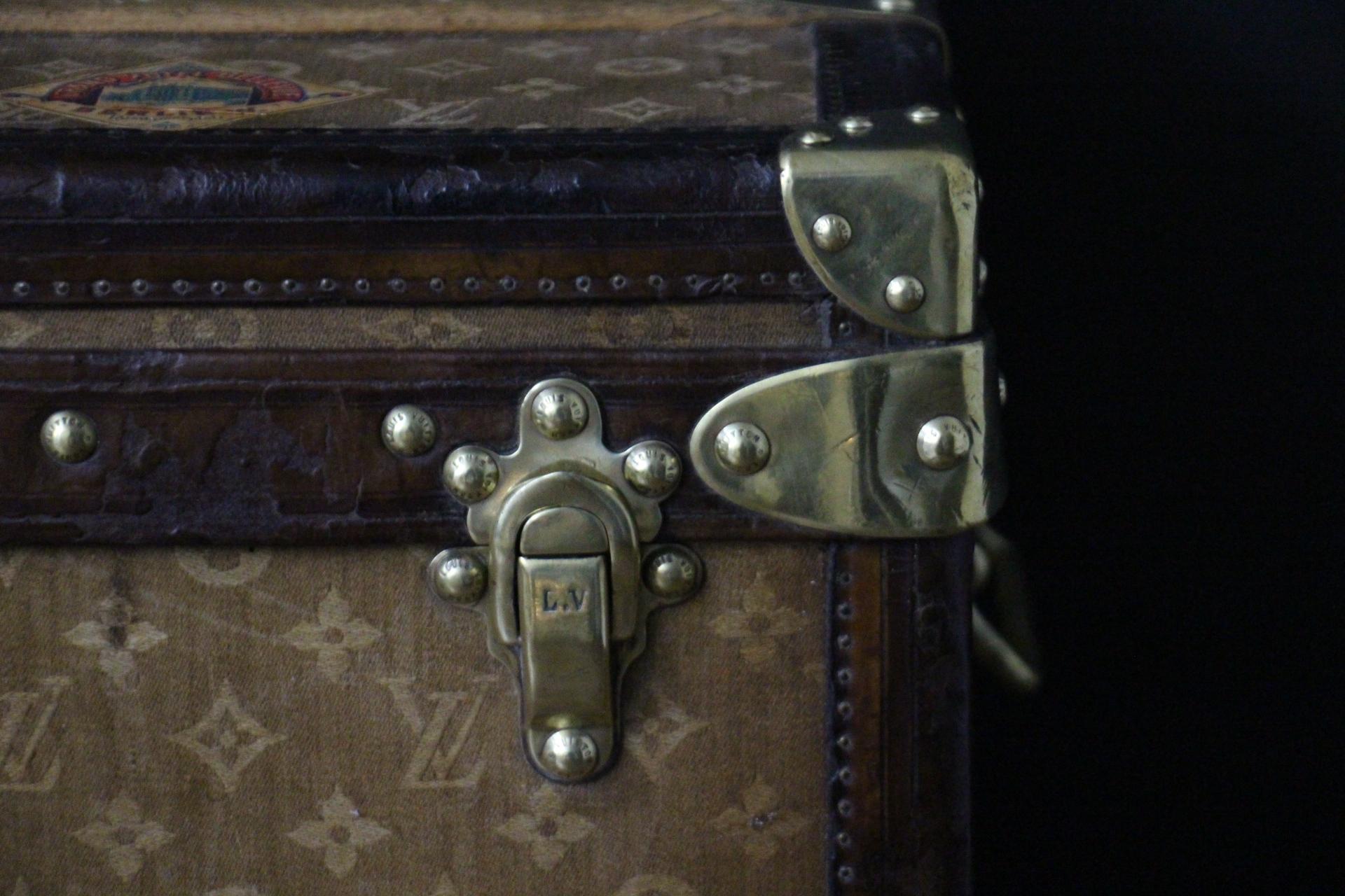 Small 1890's Louis Vuitton Monogram Steamer Trunk, Vuitton Trunk in Woven Canvas 2