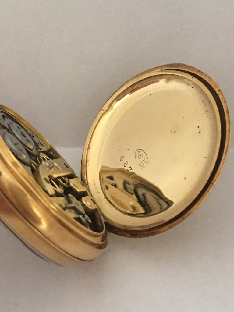 Small 18 Karat Gold Antique Hand Winding Pocket Watch For Sale at 1stDibs
