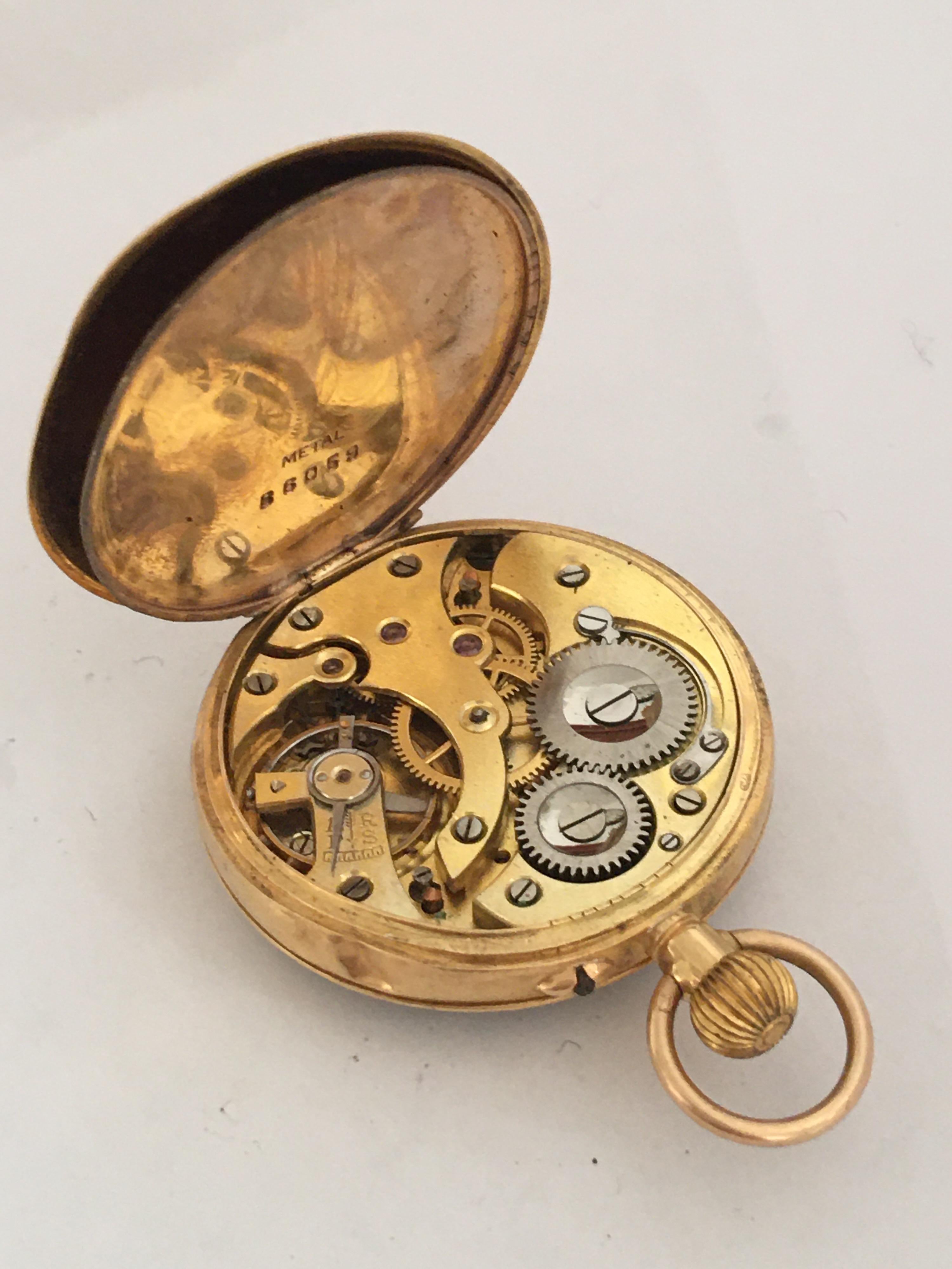 Small 18 Karat Gold John Barrel Pocket Watch 4